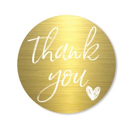 Yeachlaing 1.5 Inch Thank You Stickers, 480 White Script on Gold Foil Stickers for Small Business, Self-Adhesive & Waterproof
