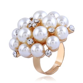 Stocking Stuffers Holiday Outfits for Women 2024 Pearl Rings for Women White Pearl Rings Dainty Open Rings Gold Adjustable Rings Jewelry Gift
