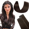 FUOTONBUTY Tape-In Real Hair Extensions, Double Stitched, Dark Brown to