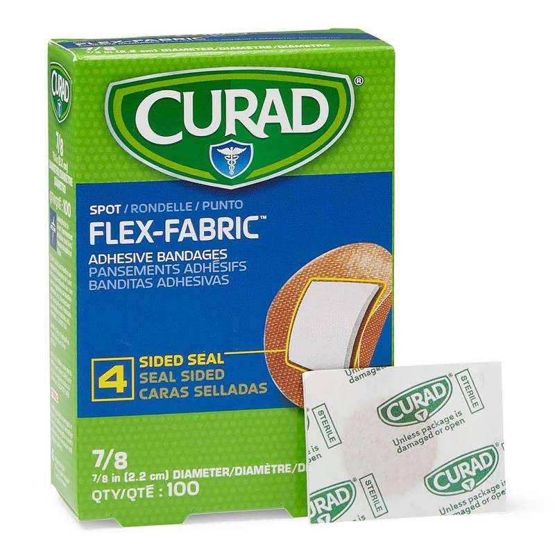 Curad Flex Fabric Spot Adhesive Bandages, Bandage Diameter is 7/8"