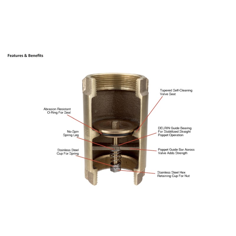 Merrill MFG CVNL100 1" No-Lead Brass Check Valve 700 Series,