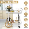 Tangkula Bar Cart for The Home, 2-Tier Rolling Tempered Glass
