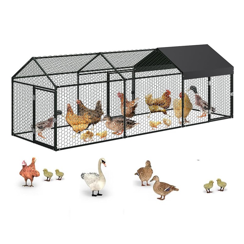 Large Metal Chicken Coop, 10x3.3x3.3Ft Chicken Runs for Yard with