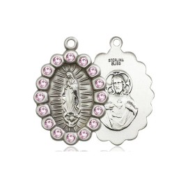 Bliss Sterling Silver Our Lady of Guadalupe Medal Pendant Necklace 18" Chain GiftBox