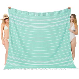 Vikumond Oversized Turkish Beach Towel Blanket XXL Cotton Sandproof Towels Boho Woven Extra Large Big Sand Free Giant Throw Thick Blankets Huge Quilt XL Picnic Camping Cloud for Adult Gifts