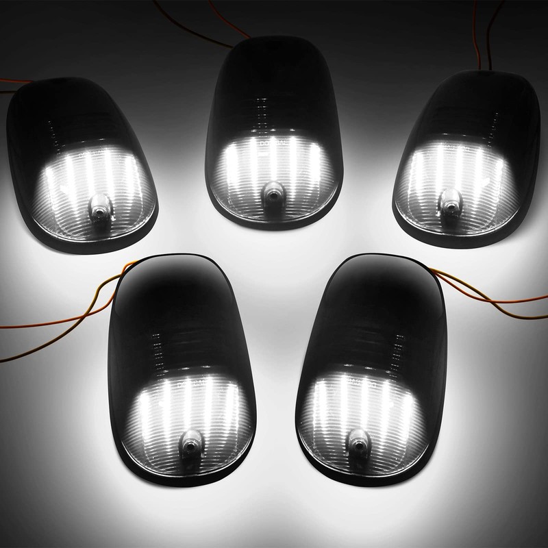 5PCS Smoke LED Cab Light White Top Roof Running Cab