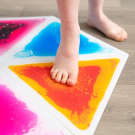 Liquid Triangle Sensory Tiles -13" x 15" Colorful Floor Lava Tiles for Kids Assist Learning, Stimulation, Processing by Play - Social Emotional Gross Motor Toys for Special Needs Children - Set of 4