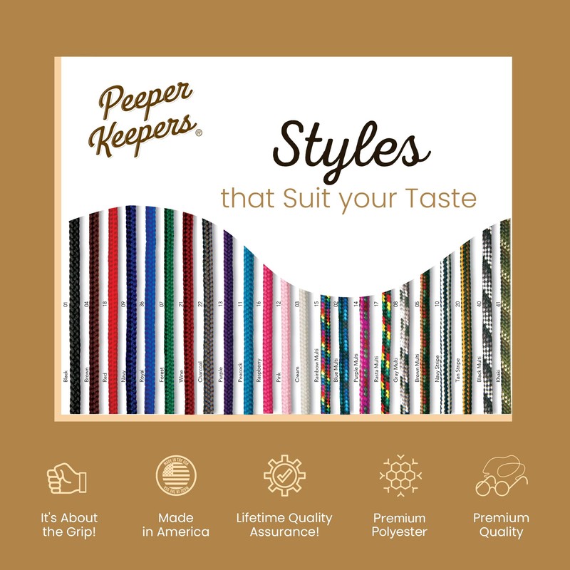 Peeper Keepers Eyeglass Retainer & Sunglass Holder Supercord Adjustable, Rasta