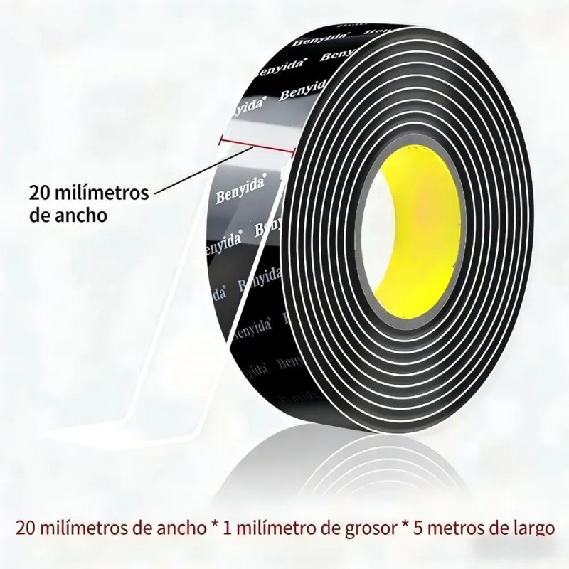 Cinta Adhesiva Nano Doble Cara Transparente de 5m x 2cm,