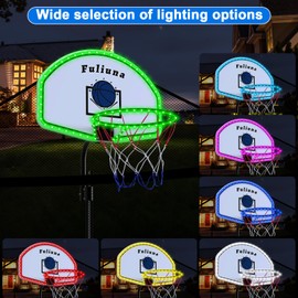Solar Power Trampoline Basketball Hoop with Led Lights, Easy to Install Basketball Hoop Fit for 25mm Straight Pole & Curved Pole Outdoor Trampoline, Trampoline Basketball with Ball & Pump