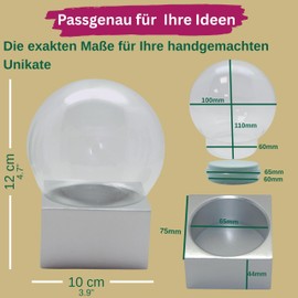 Snowglobe for You 40069 DIY Snow Globe with 1 x Snow | Do it Yourself with Glass Ball and Polyresin Base Silver | 100 mm Diameter 120 mm Height | Individual Shaking Ball Glitter Ball | 40069