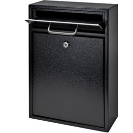 Mail Boss 7412 High Security Steel Locking Wall Mounted Mailbox-Office Comment Letter Deposit, Black Drop Box