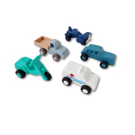 5-Piece Silicone Toy Vehicle Set for Toddlers (Ages 3+); BPA-Free, Non-Toxic & Durable Cars, Ambulance, Airplane & Truck for Kids; Safe, Flexible, Travel-Friendly Educational Toys for Boys & Girls