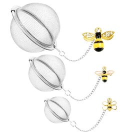 Stainless Steel Mesh Tea Infuser,2,2.8,3.5 inch Tea Infuser for Loose Leaf Tea,Tea Ball Tea Steeper for Loose Tea,Tea Diffuser with Honey Bee Pendant 3Piece Set (Bee, 3PC)