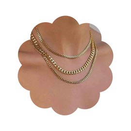 Aneneiceera Punk Layered Choker Necklace Gold Curb Chain Necklace Multi Layer Chain Collar Necklace Chunky Cuban Chain Necklace Jewelry for Women and Girls (3 Layer)