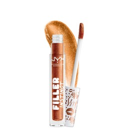 NYX Professional Makeup Lipgloss, Filler Instinct Plumping Polish, Glitzernder Lippenstift, Vegane Formel, Feuchtigkeitsspendend und pflegend, 2,5 ml, Farbton: Copper Gold