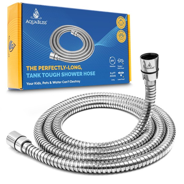 AquaBliss Handheld Shower Hose - 6.5'Ft Extra Long Replacement, Universal
