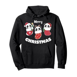 Cute Pandas In Christmas Stockings For Christmas Pullover Hoodie
