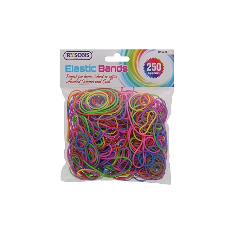 RYSONS ELASTIC BANDS ASSORTED SIZES 250 PC