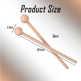 Pack of 2 Wooden Mallets Xylophone Chimes, Batons, for Children, Chime Sticks, Xylophone, Wood, Mallet Percussion Sticks, Glockenspiel Mallets with Wooden Handle, Rhythm Drumsticks, Wooden Block