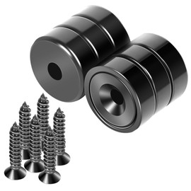 Neosmuk Magnets with Screws,40lb Strong Neodymium Disc Magnet with Holes in The Center,Cup Magnet with Mounting Hole Heavy Duty, Round Rare Earth Magnetic High Strength in Middle,Black