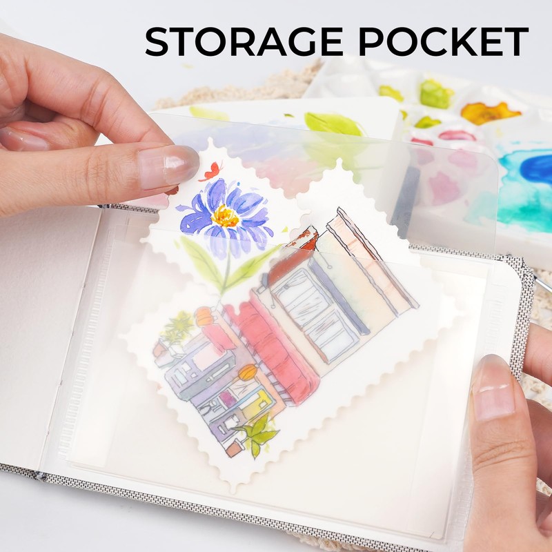 Funto Watercolor Journal, 3.5x5.5", 48 Pages Each, Cold-pressed, Inner Pocket,