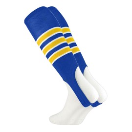 TCK Striped Baseball Stirrups Pattern D (Royal/White/Gold, Medium)