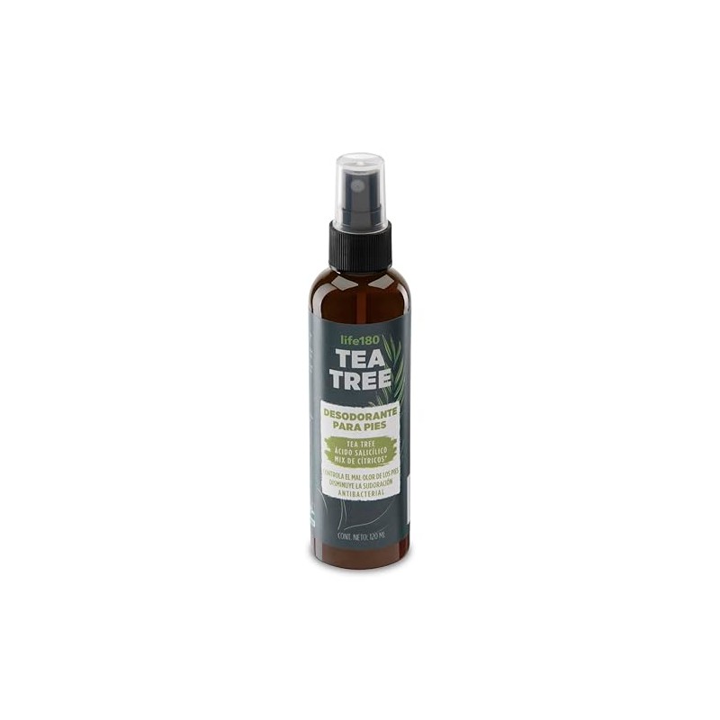 Desodorante para pies Life180 con tea tree, ácido salicílico y