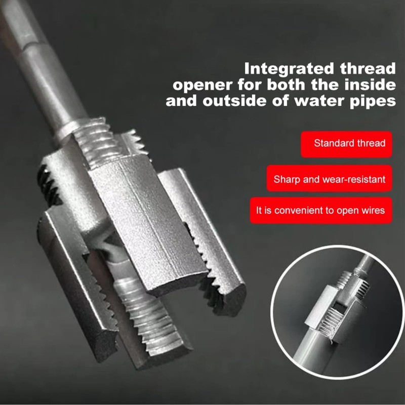 2 PCS Pipe Thread Cutting Tool,Integrated Internal & External Pipe