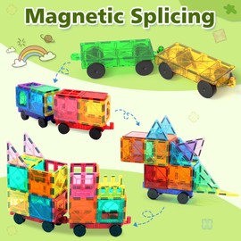 Magnetic Tiles Cars Construction Set: Magnet Bricks Truck Kit Toy for Kids Ages 3-5 4-8 5-7, Magnetic Building Stacking Blocks Cars Montessori Educational Toys Gifts for 3+ Year Old Boys & Girls 4pcs