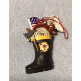 Kurt Adler Christmas Fireman Boot And Accessories Dimensional Ornament New