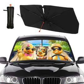 Socira Funny Duck Car Windshield Sunshade Umbrella Foldable Car Umbrella Sun Shade Car Windshield Cover Duck Car Sunshade Duck Car Accessories Blocks Uv Rays Keeps Car Cool (57" X 30")