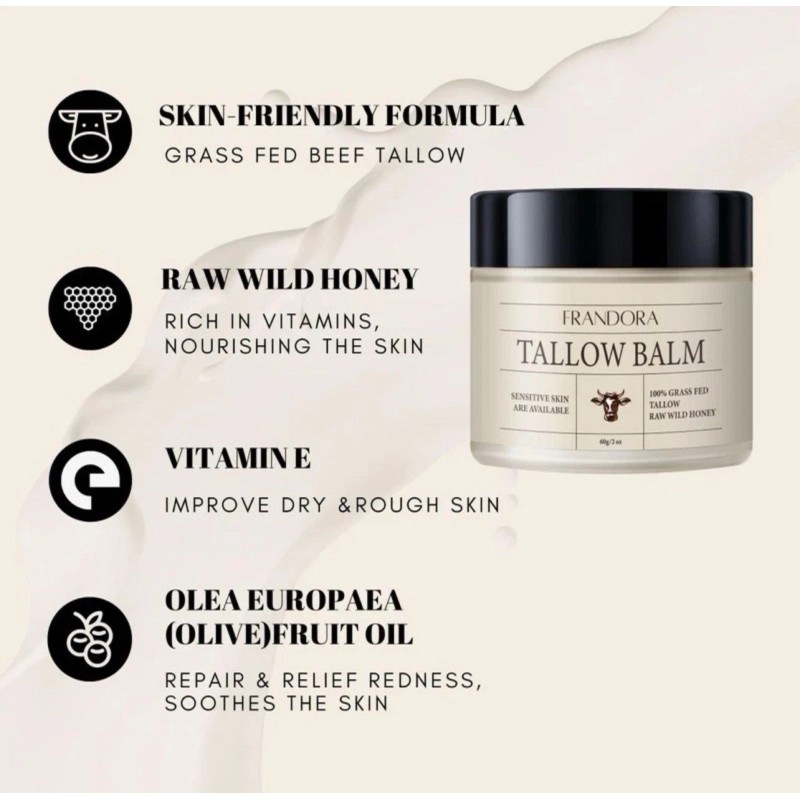frandora Whipped Beef Tallow Balm 100% Grass Fed 2oz