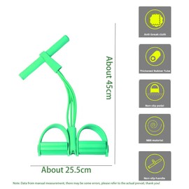 Pedal Stretch Resistance Band, 4 Tube Elastic Yoga Pedal Stretch Resistance Band for Abdominal/Waist/arm/Leg Stretch Slimming Training (Green)