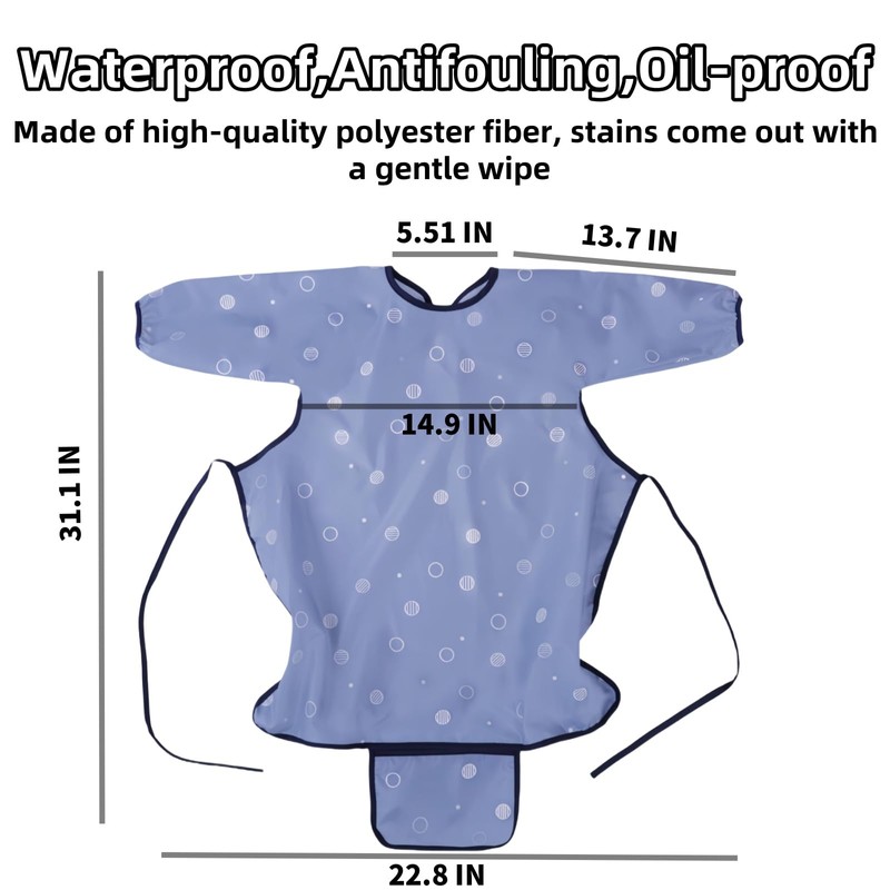 MOTEERLLU Coverall Baby Feeding Bib for Eating,Long Sleeves Bib Attaches