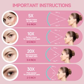 30X Travel Magnifying Mirror with Lights, Small LED Magnifying Mirror Rechargeable 30X Travel Magnified Mirror, 4'' Pocket Makeup Magnifying Mirror Dimmable 30X Magnification Mirror with Suction Cups