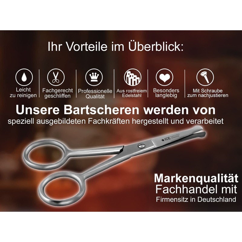 Bartschere Nasenhaar Schere mit Mikroverzahnung 10,5 cm mit abgerundeten Enden