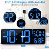 Large Digital Wall Clock with Remote Control 17.2" LED Large