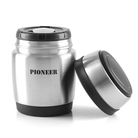 Pioneer Vacuum Insulated Leakproof Soup/Food Flask with Spoon, 8 Hours Hot 24 Hours Cold, Stainless Steel, 380 ml