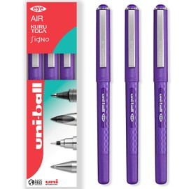 uni-ball EYE - UB-157D Liquid Ink Rollerball Pens - 0.7mm Nib - In Gift Box (Pack of 3, Violet)