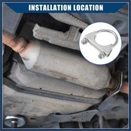 INFINAUTO Round U Bolt Muffler Exhaust Clamps for Car / 1.85" ID 48mm / 2 Pcs Stylish Design