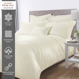 Pizuna Cotton King Duvet Cover Set, 100% Long Staple Cotton Percale Weave with Button Closure (Combed Ivory Cotton Duvet Cover King)