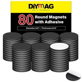DIYMAG 0.8" x 0.04" 80 Pack Magnetic Dot with Adhesive Backing,Thin Round Magnets Flexible Strong Magnet Sheets Easy Peel and Stick with Self Adhesive for Crafts, Photos Magnetic Tape