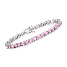 Ross-Simons 11.00 ct. t.w. Simulated Pink Sapphire Tennis Bracelet in Sterling Silver. 8 inches