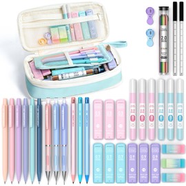 Four Candies 36PCS Aesthetic School Supplies, Mechanical Pencil Set 0.5mm, 0.7mm, 0.9mm & 2.0mm with 624 Lead Refills, Back to School Supplies for Writing & Drawing, Ideal Stationary Set Gift (Blue)