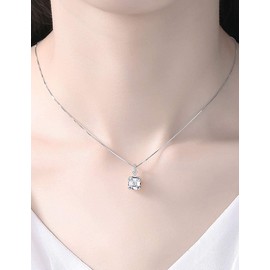 [michooyel] S925 2ct Morganite Asscher Cut Pendant Necklace Sterling Silver Gemstone Cubic Zirconia Fine Jewelry for Women, Sterling Silver, Morganite