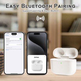 Wireless Charging Case Replacement Compatible with AirPods 3rd Generation, Charger Case Only with Bluetooth Pairing Sync Button No Earbuds (Off-White)