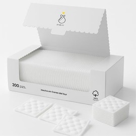 Almohadillas de Algodón Premium, 200 Piezas, 100% Algodón, Hipoalergénicas, Hechas en Corea del Sur, Blancas, para Limpieza Facial