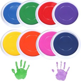 Rcbzzp Pack of 8 Finger Stamps, Ink Pad Children, Finger Stamp Usage for Finger Painting, DIY Stamp Cards, Scrapbooking, Gifts for Children (8 Colours)