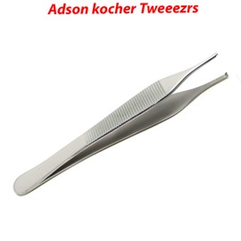MEDSPO Professional Tweezers | Orthodontic Surgical Medical | Dental Bracket Placing | Cotton Dressing Tissue Forceps | Direct Bonding Serrated Suture Plier CE (Adson Kocher Tweezers)